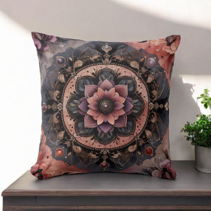Dunkle Romantik Boho Aquarell Blumen Frühling Somm Kissen