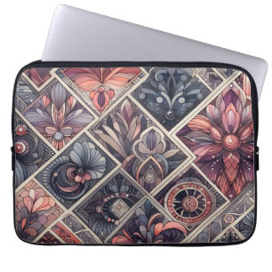 Dunkle Romantik Burgund Art Deco Floral Sommer Laptopschutzhülle