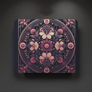 Dunkle Romantik Burgund Art Deco Floral Sommer  Mousepad