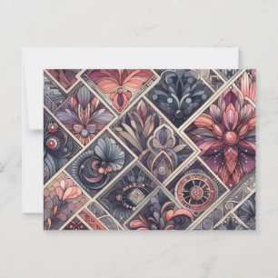 Dunkle Romantik Burgund Art Deco Floral Sommer Postkarte