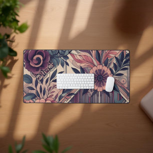 Dunkle Romantik Burgund Art Deco Floral Sommer  Schreibtischunterlage
