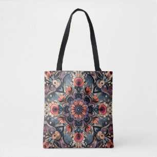 Dunkle Romantik Burgund Art Deco Floral Sommer Tasche