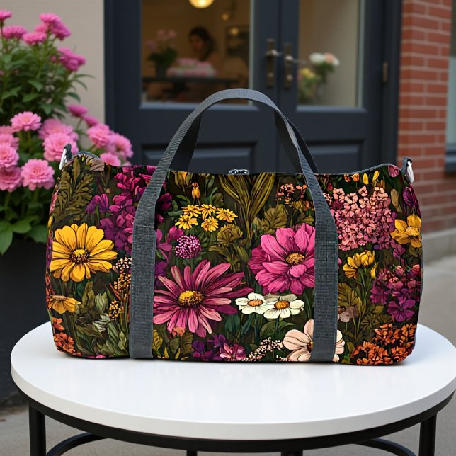 Dunkle Romantik Florale Blüte Duffle Bag (Von Creator hochgeladen)