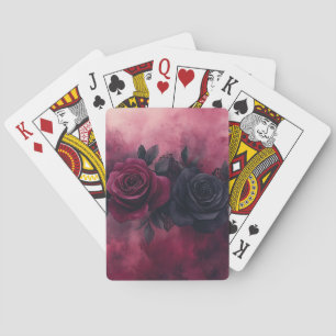 Dunkle Romantik: Gothic-Rosen- und Spitzen-Design Spielkarten