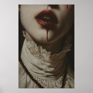 Dunkle Romantik Gothic Vampir Frau Kunstporträt Poster