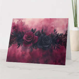 Dunkle Romantik: Gotische Rose und Spitzendesign Karte