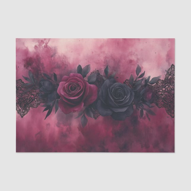 Dunkle Romantik: Gotische Rose und Spitzendesign Seidenpapier (Vorderseite)