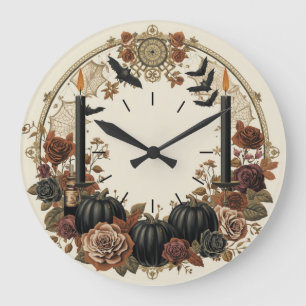 Dunkle Romantik Vollmond & Rote Rosen Halloween-Wa Große Wanduhr