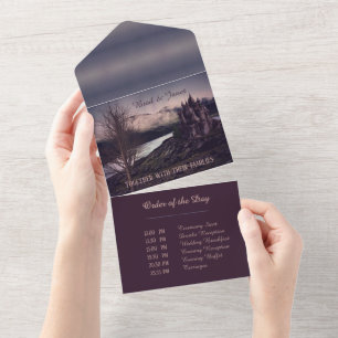 Dunkle Romantische All-in-One-Hochzeitseinladung All In One Einladung