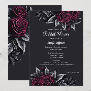 Dunkle romantische florale gotische Brautparty Einladung