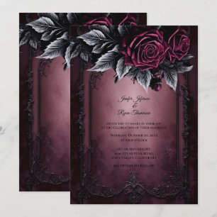 Dunkle Romantische Florale Gotische Hochzeitseinla Einladung