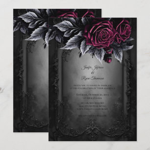 Dunkle romantische florale gotische Hochzeitseinla Einladung