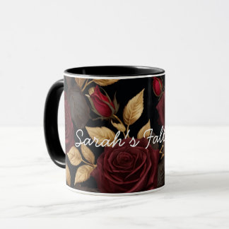 Dunkle Romantische Florale Personalisierte Kaffeet Tasse