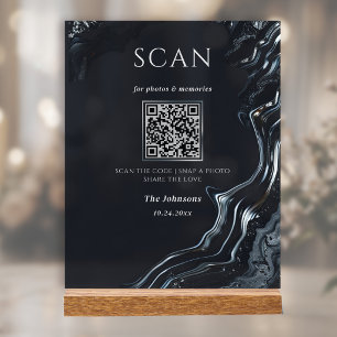 Dunkle Romantische Flüssig-Silber-Hochzeits-QR Acrylschild