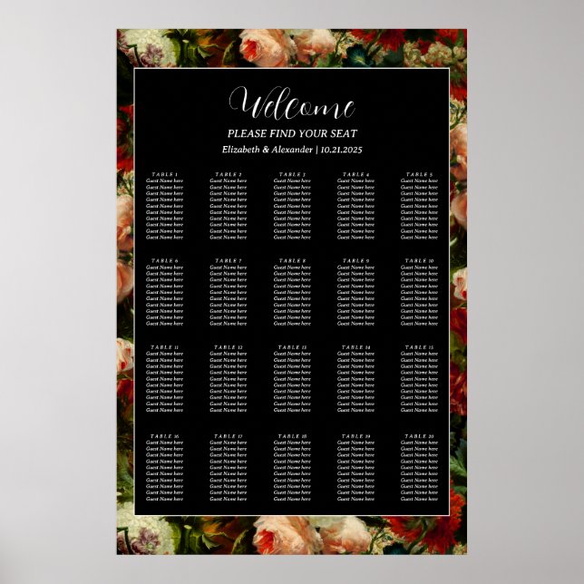 Dunkle romantische, launische Hochzeitskarte Poster (Vorne)
