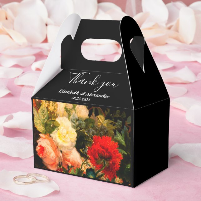 Dunkle romantische, stimmungsvolle, elegante Blume Geschenkschachtel (Hochzeit)