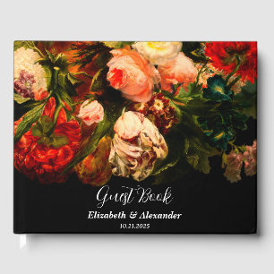 Dunkle romantische stimmungsvolle elegante Blumenh Gästebuch
