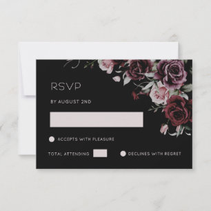 Dunkle romantische Wasserfarben-Rosen mit melancho RSVP Karte