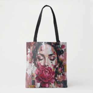 Dunkle rosa Blumen Frau Tasche