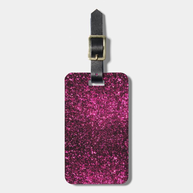 Dunkle rosa Glitzern Gepäckanhänger (Vorderseite vertikal)