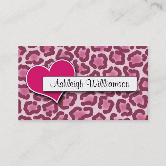 Dunkle rosa Herz-Leopard-Druck-Verabredungs-Karten Terminkarte (Vorderseite)