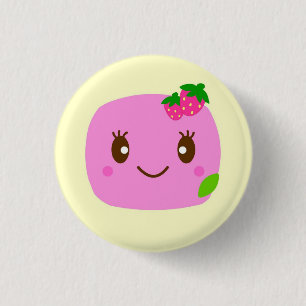 dunkle rosa Mehlkloßerdbeere Button