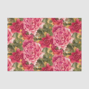 Dunkle rosa Rosen-Blumenmuster Seidenpapier