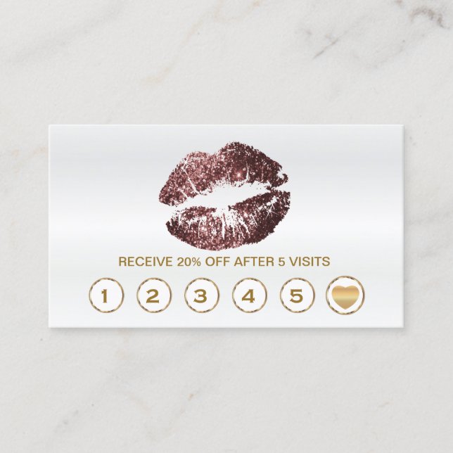 Dunkle Rose Glitzer Lips Treue Karten - Weiß (Vorderseite)