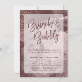 Dunkle Rose Gold Glitzer Champagner Brunch & Bubbl Einladung