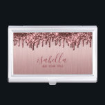 Dunkle Rose Gold Glitzer Tropfen Visitenkarten Dose<br><div class="desc">Visitenkarten-Fälle für Sie bereit, um sich anzupassen. ✔ Nicht alle Vorlagenbereiche müssen geändert werden. 📌 Wenn Sie weitere Anpassungen benötigen, klicken Sie bitte auf den Button "Weitere Anpassungen vornehmen" oder "Design anpassen oder bearbeiten" und verwenden Sie unser Designwerkzeug, um die Größe, den Rotation, die Textfarbe, den Text und so weiter...</div>