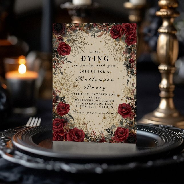 Dunkle Rose Gotische Halloween-Feier Einladung (Von Creator hochgeladen)