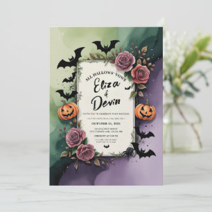 Dunkle Rose Halloween Wasserfarbe Einladung