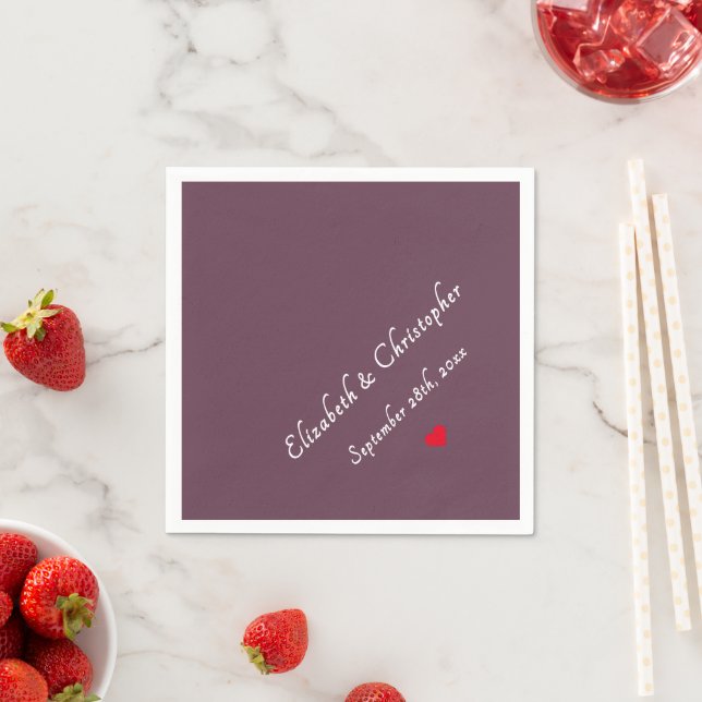 Dunkle Rose Rosa Mit Monogramm Hochzeitscocktail Serviette (Beispiel)