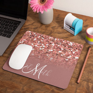 Dunkle Roségold Glitter Bling Personalisiert Mousepad