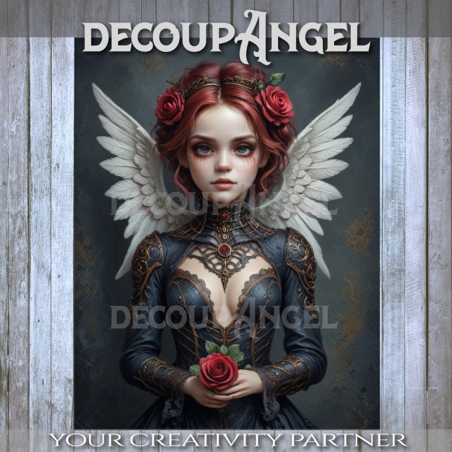 Dunkle Rosen-Seraphim-Decoupage Seidenpapier (Von Creator hochgeladen)