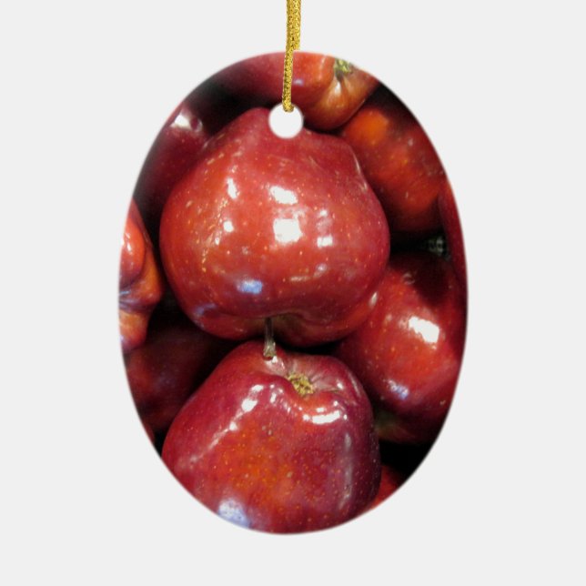 Dunkle rote Äpfel Keramik Ornament (Vorne)
