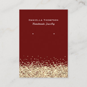 Dunkle rote Imitate Gold Glitzer Schmuck Ohrring D Visitenkarte