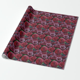 Dunkle Rote Rosen auf einem Grab gefroren Geschenkpapier