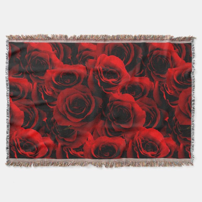 Dunkle Rote Rosen für Sie Decke (Vorderseite)