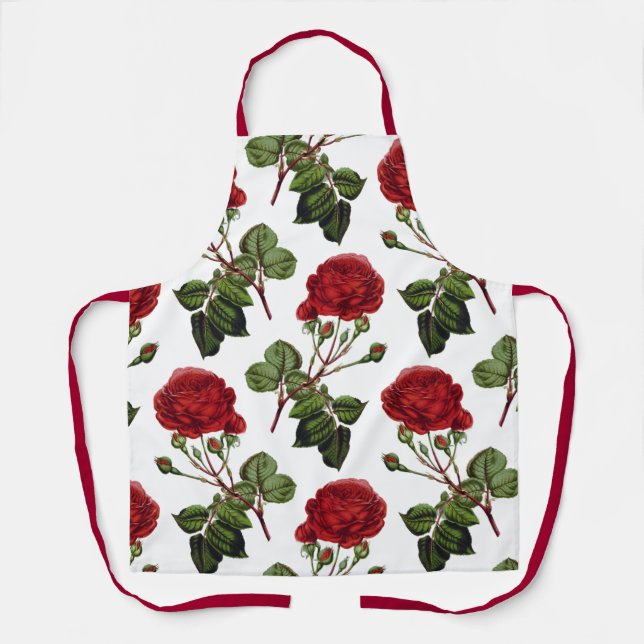 Dunkle Rote Rosen im Vollblut Schürze (Vorderseite)