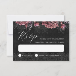 Dunkle Rote Rosen Romantische Viktorianisch-Gotisc RSVP Karte
