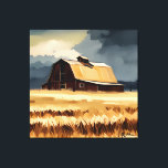 Dunkle Rustikale Barriere- und Weizenfeld Leinwanddruck<br><div class="desc">Dieses Design zeichnet sich durch eine melancholische Aquarellmauer gegen einen grauen Himmel und ein tan Weizenfeld aus. Einfach,  aber macht eine Aussage. Friedlich und provokativ. Erstellt von der einfachen Farmhouse Press.</div>