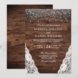 Dunkle Rustikale Braun-Spitzen-Hochzeitseinladung Einladung