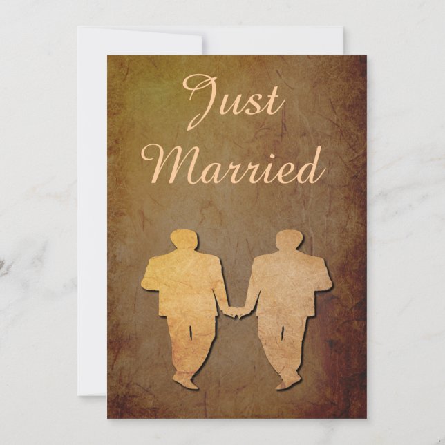 Dunkle Rustikale Gay Hochzeitsempfang Einladung (Rückseite)