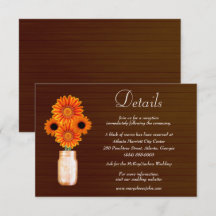 Dunkle rustikale Orange Floral Mason Jar Hochzeitd