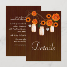 Dunkle rustikale Orange Floral Mason Jars Details