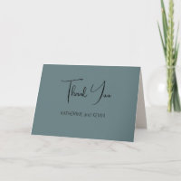 Dunkle Sage Green Simple Wedding Danke Karte