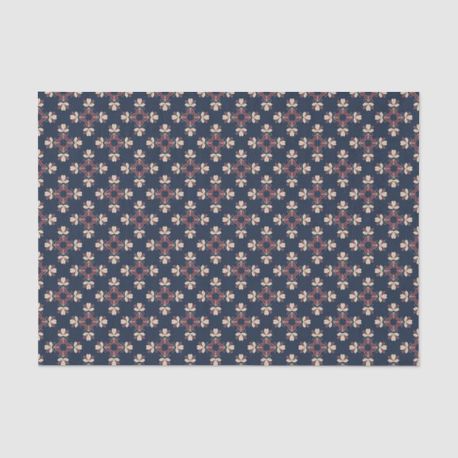 Dunkle Sammlung Navy Burgundy Blumenband Seidenpapier (Vorderseite)