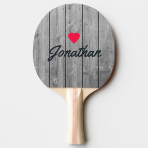 Dunkle Saubere Graue Holz Vintage Herz Signatur Tischtennis Schläger