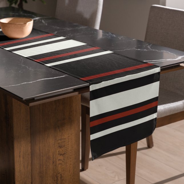 Dunkle Schokolade, braune Streifen Großer Tischläufer (table runner)